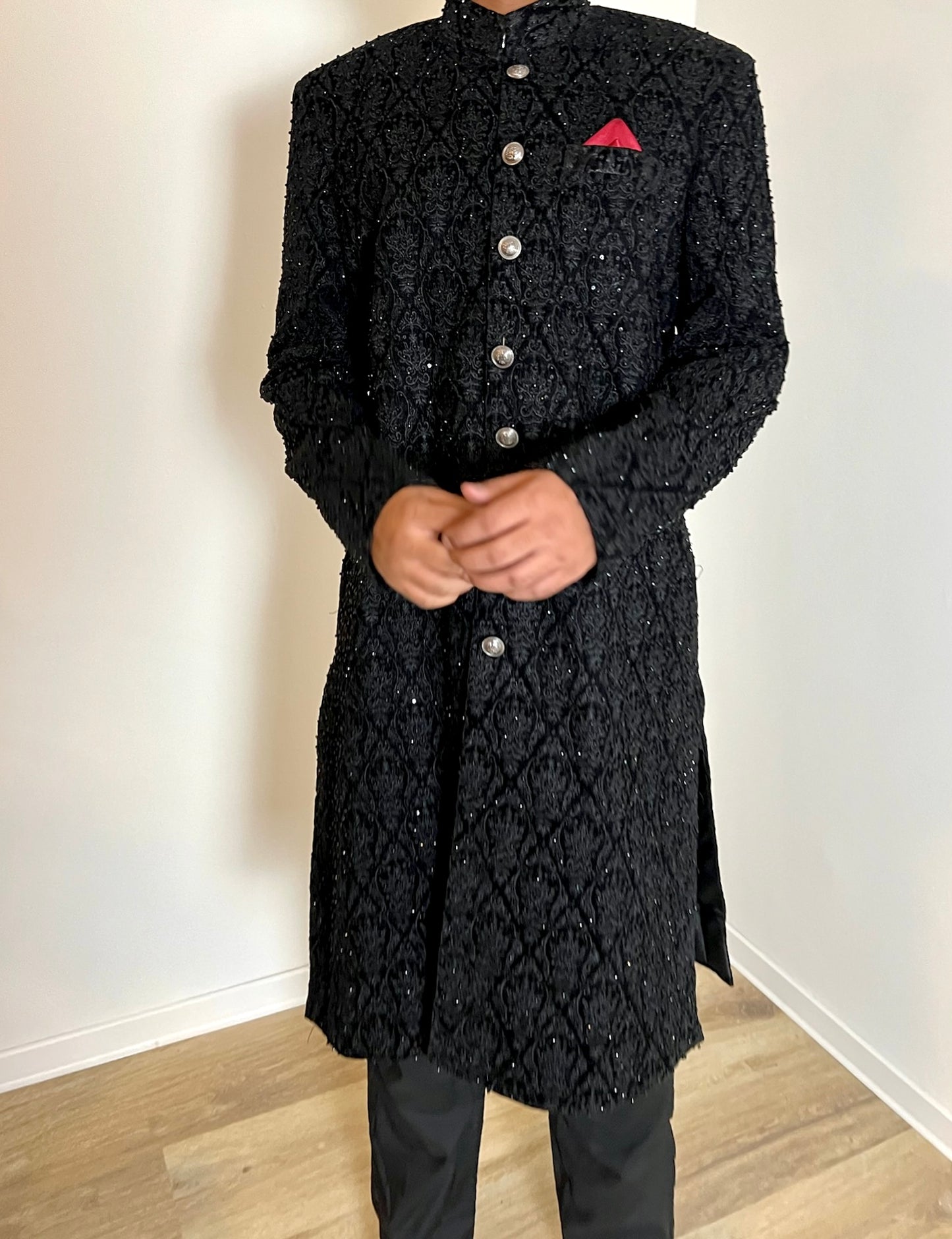 Men's Sherwani Black Velvet