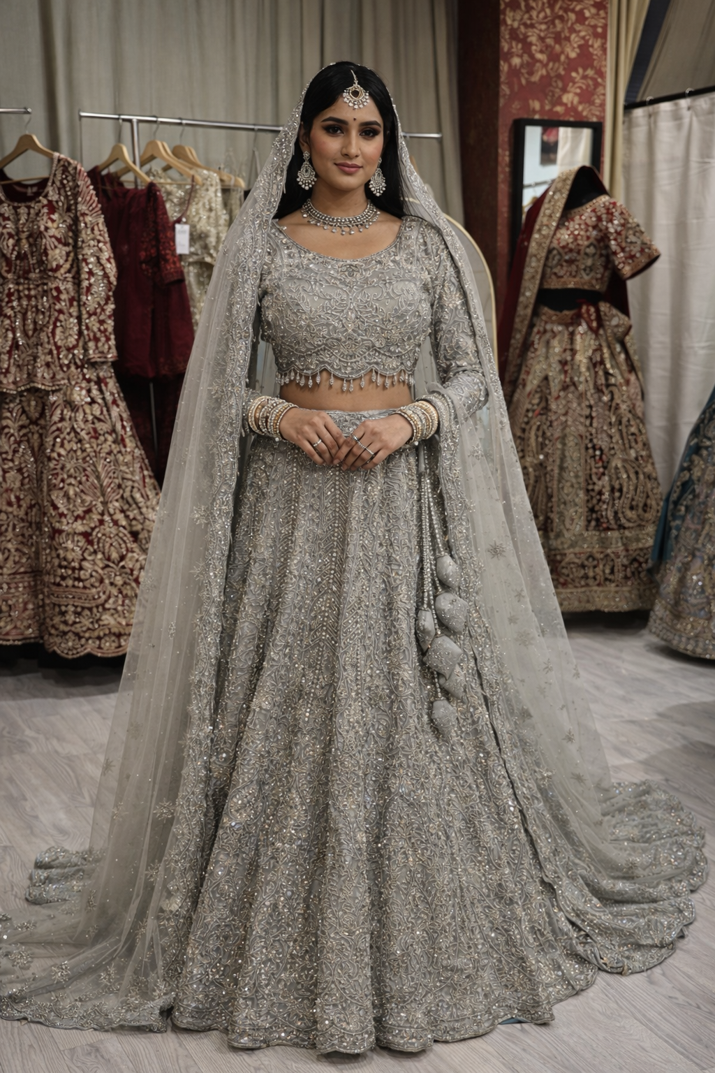 Grey / Silver Bridal Lehenga