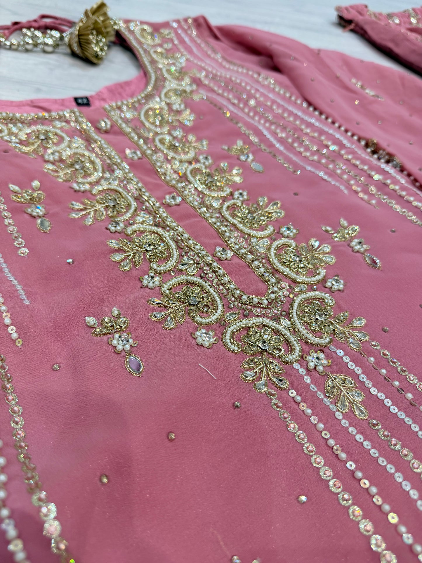 Pink – Heavy Georgette Embroidery and Handwork  Sharara Suit