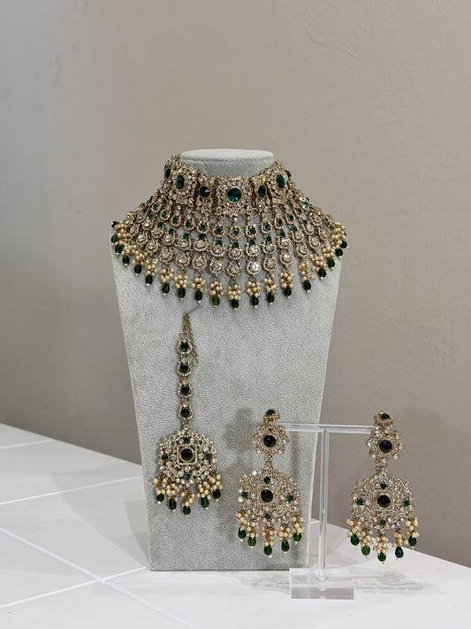 Gold / Green Bridal Jewellery Set