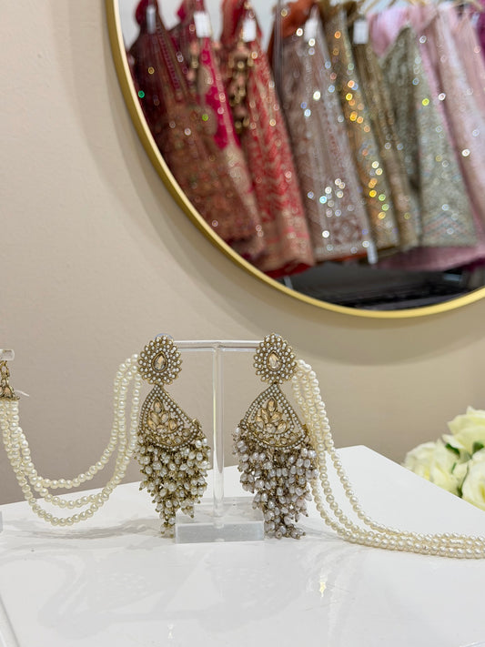Earrings with Pearl Chain Jewellery