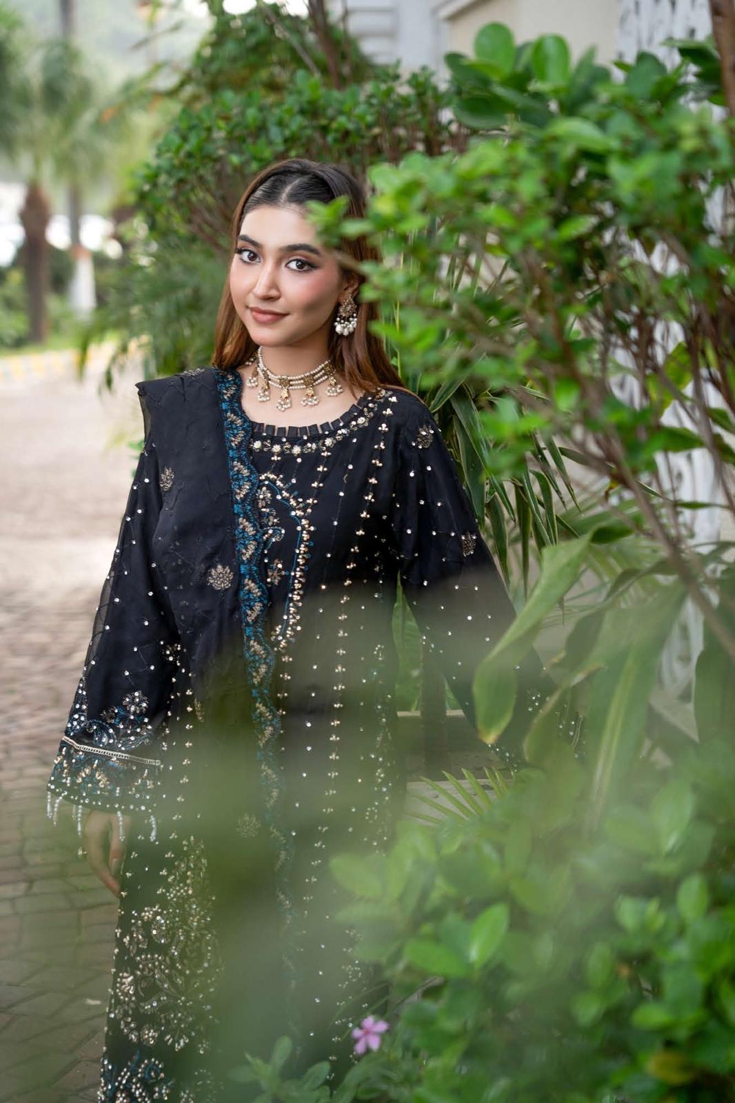 Chiffon Lux Embroidered Suit- design 8