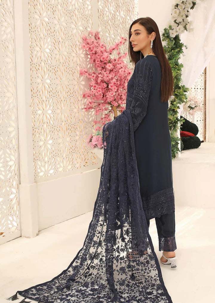 Navy Blue Chiffon Suit 1664