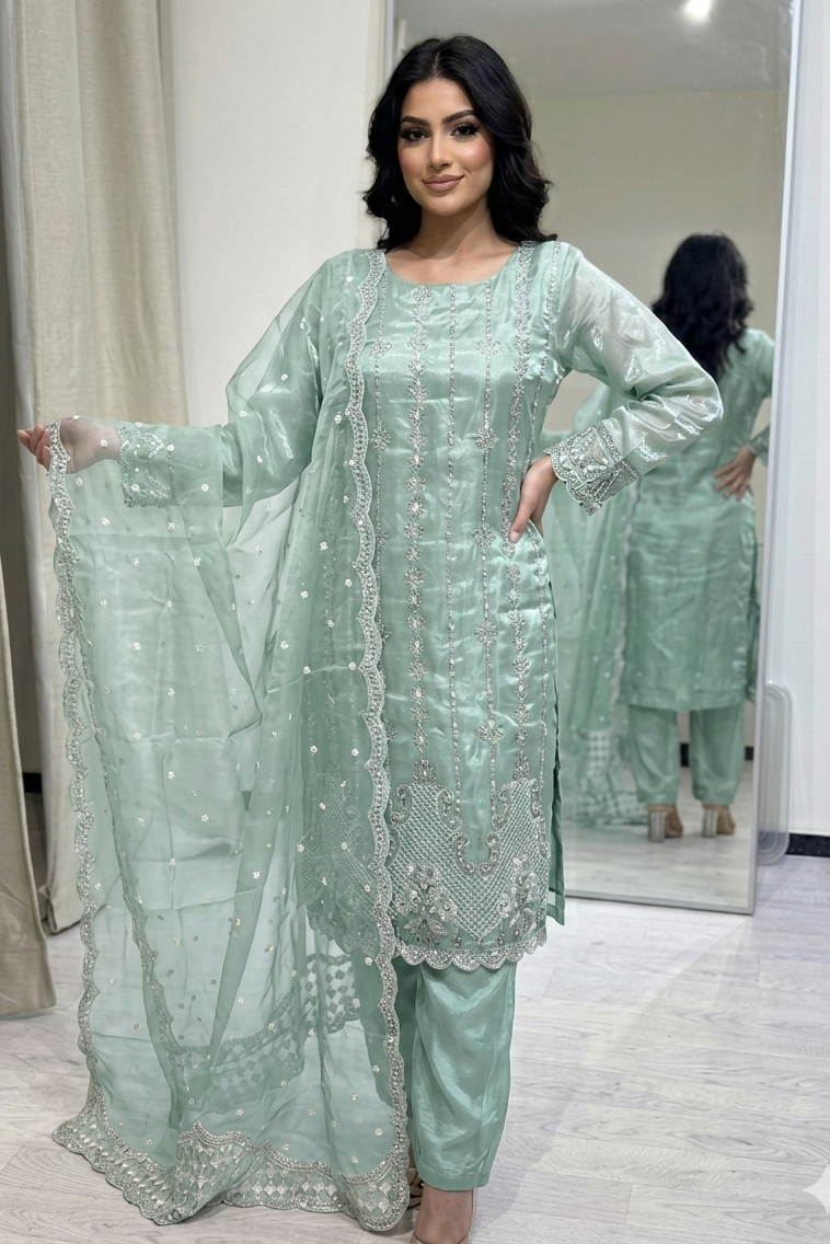 Sheesha Silk – Eid Collection- Pastel Mint