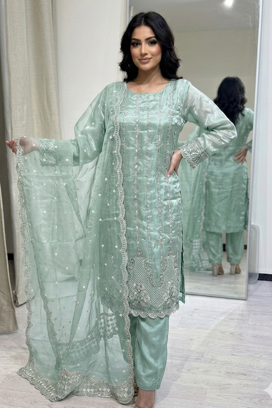 Sheesha Silk – Eid Collection- Pastel Mint