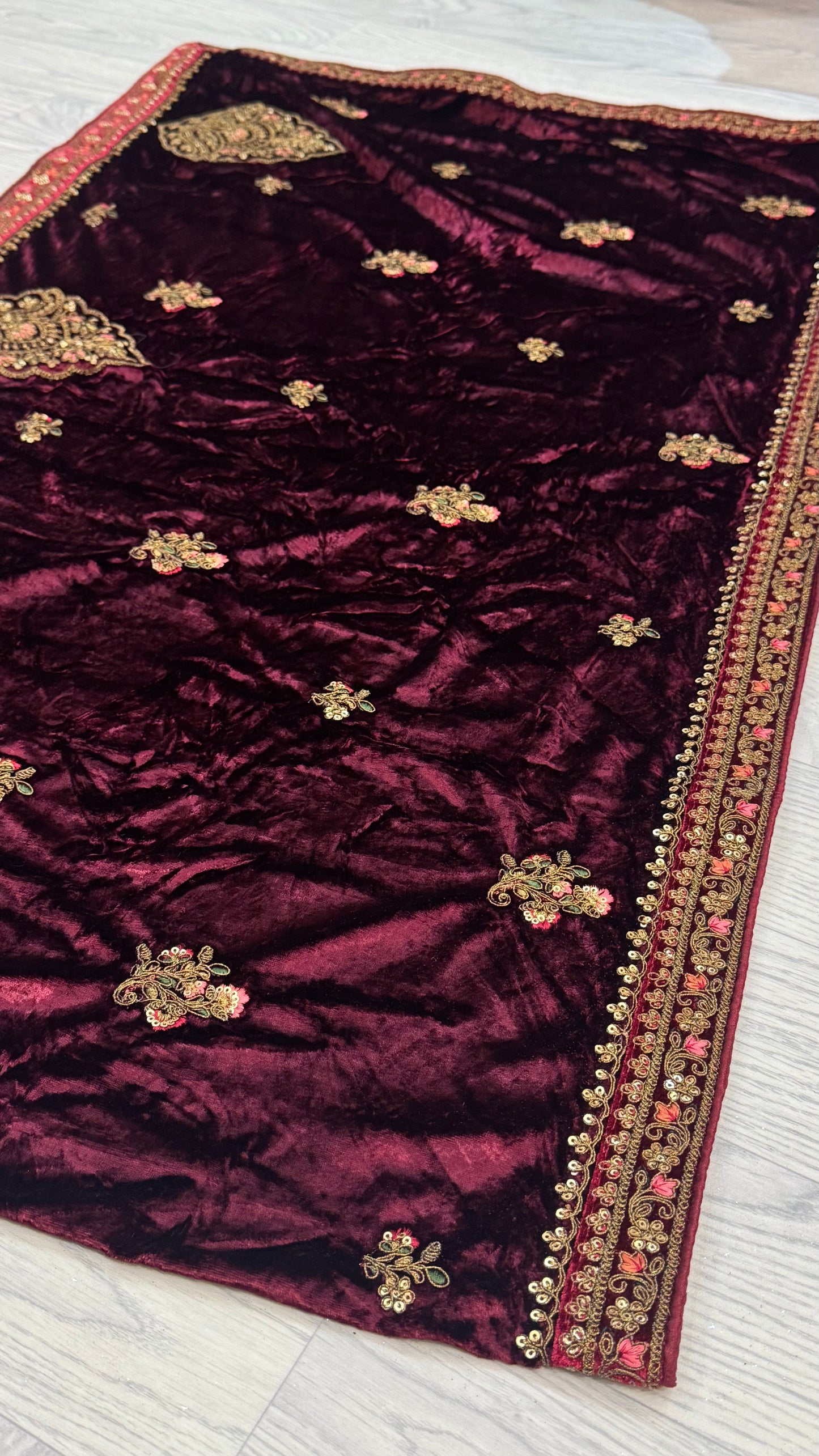 Bordeaux Velvet Dupatta