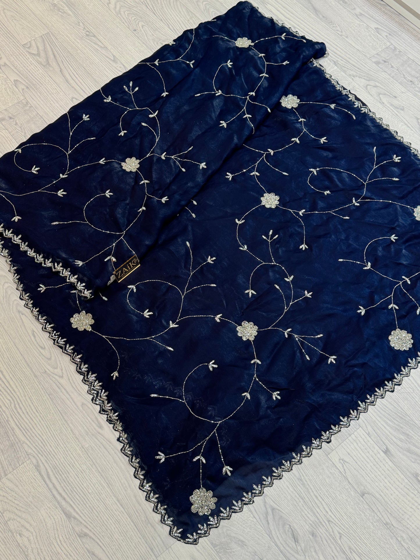 Midnight Blue Handworked Saree