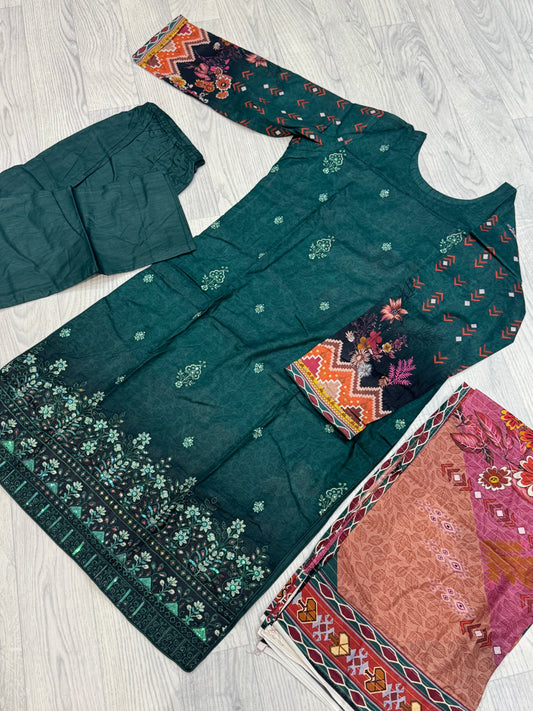 3-teiliges Suit Set aus Lawn- Suit D05