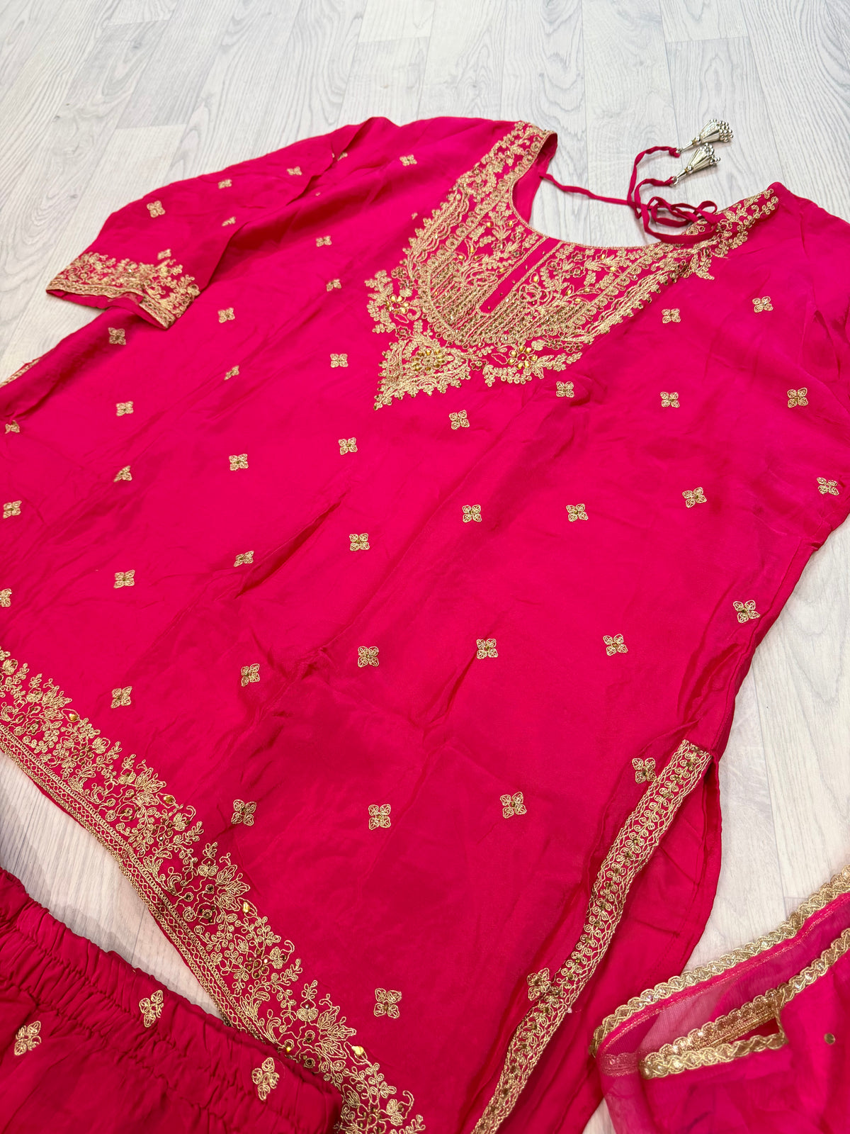 Plus Size Sharara Set (3-teilig)-  Rani Pink