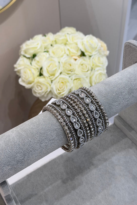 Silver Metal Bangles - 10-teilig - D1