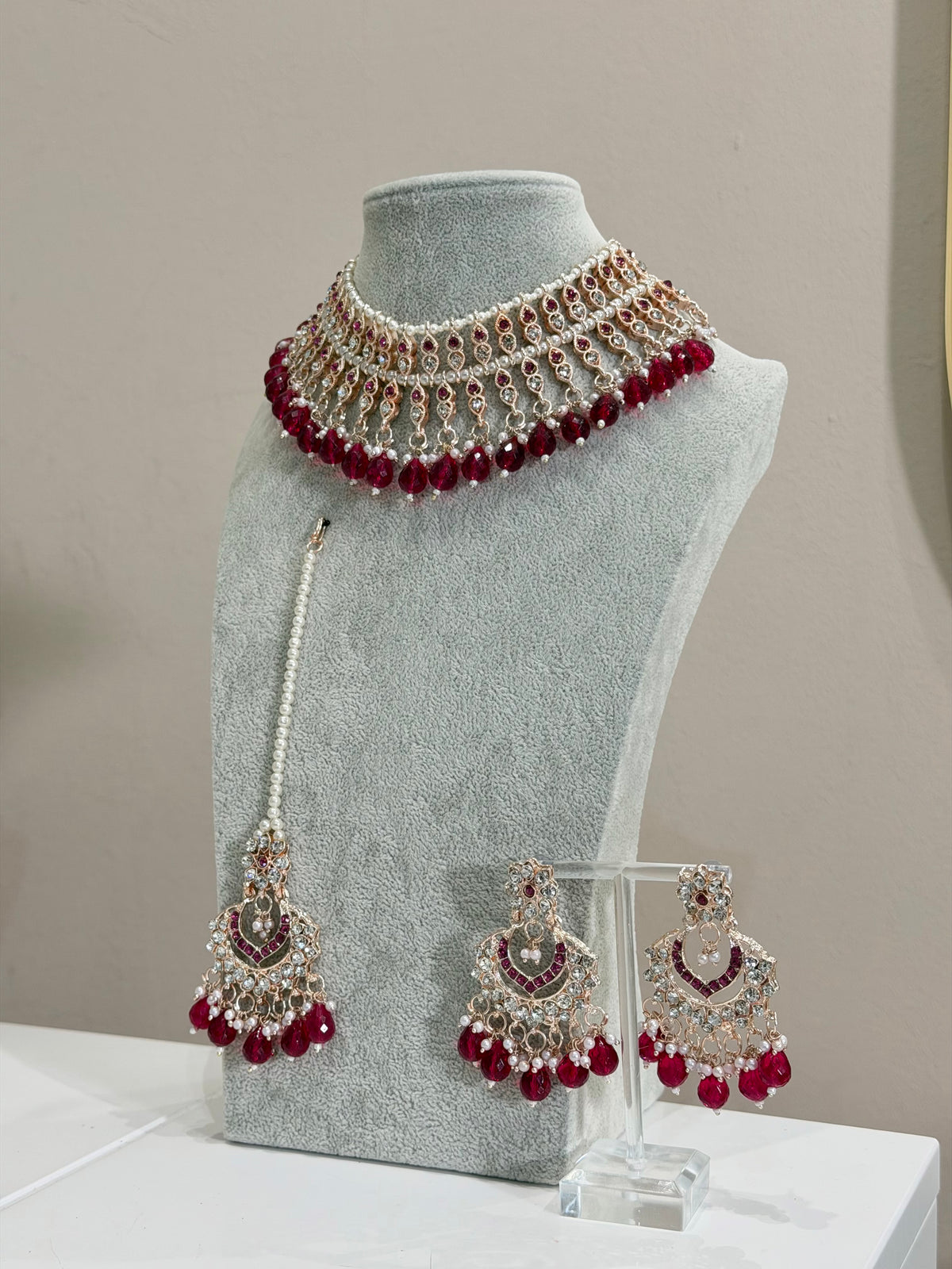 Rani Pink / Rosegold Jewellery Set