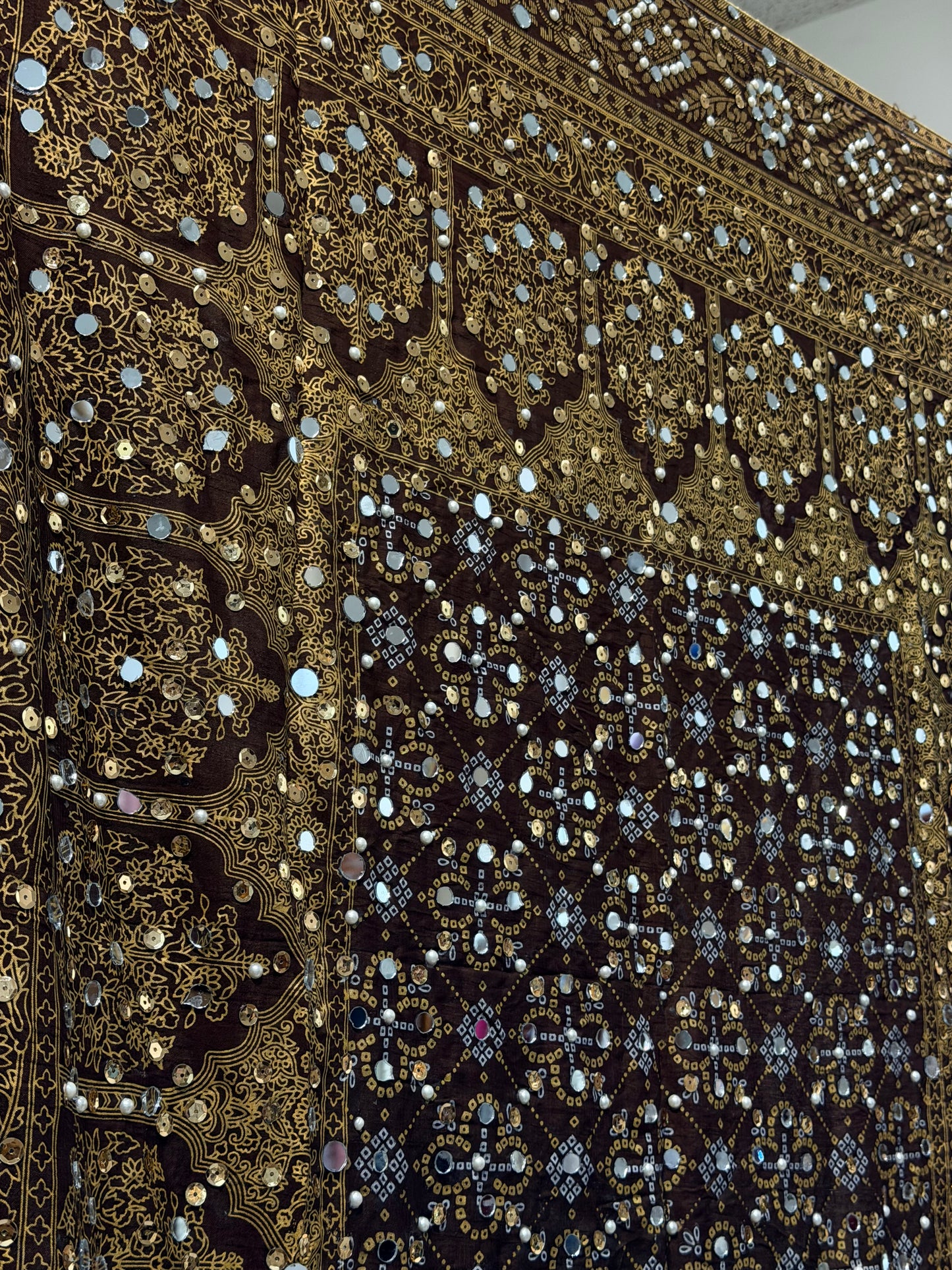 Mirror work Dupatta Braun 2