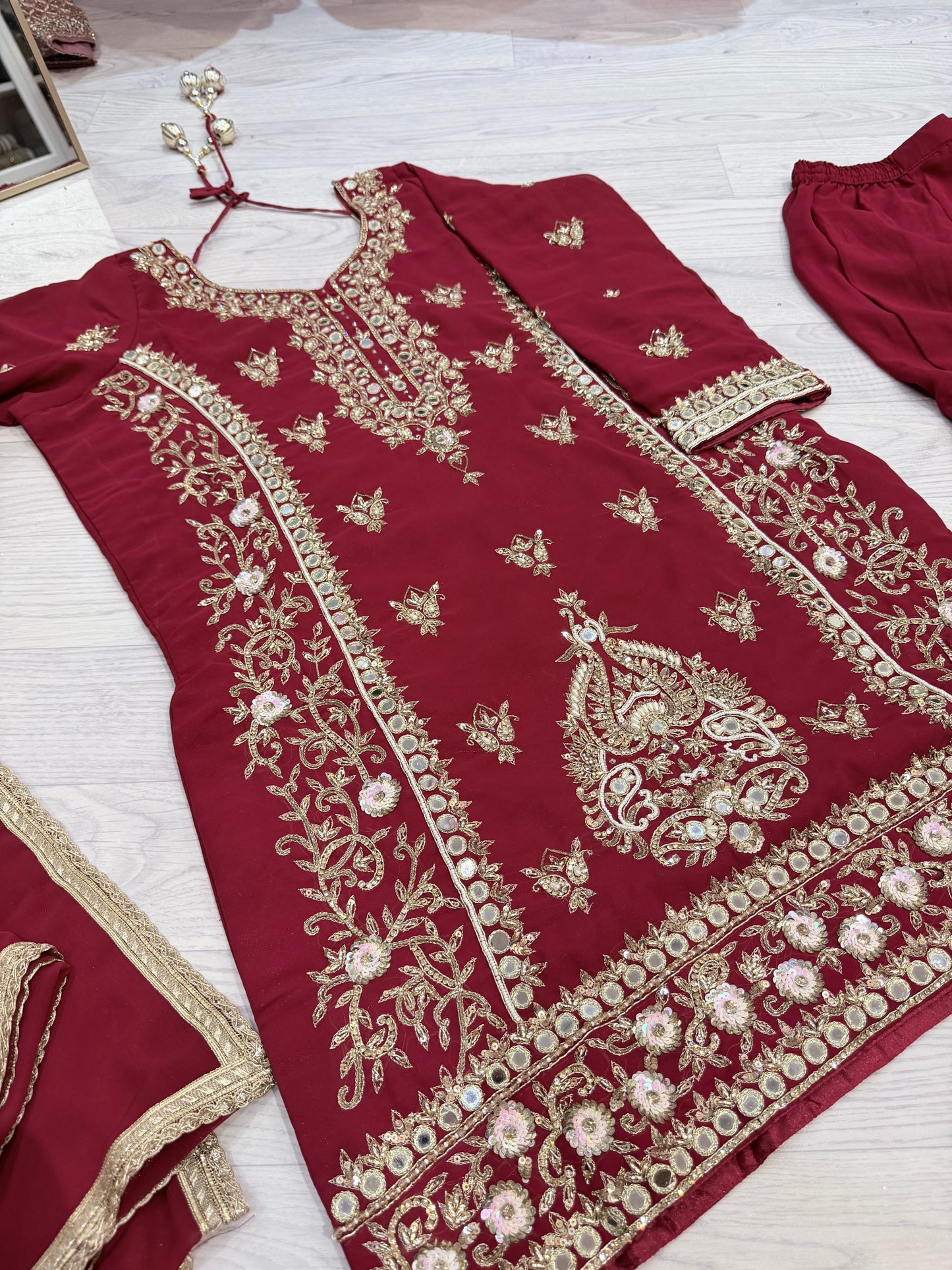 Hot Pink Elegance – Heavy Georgette Embroidery and Handwork  Sharara