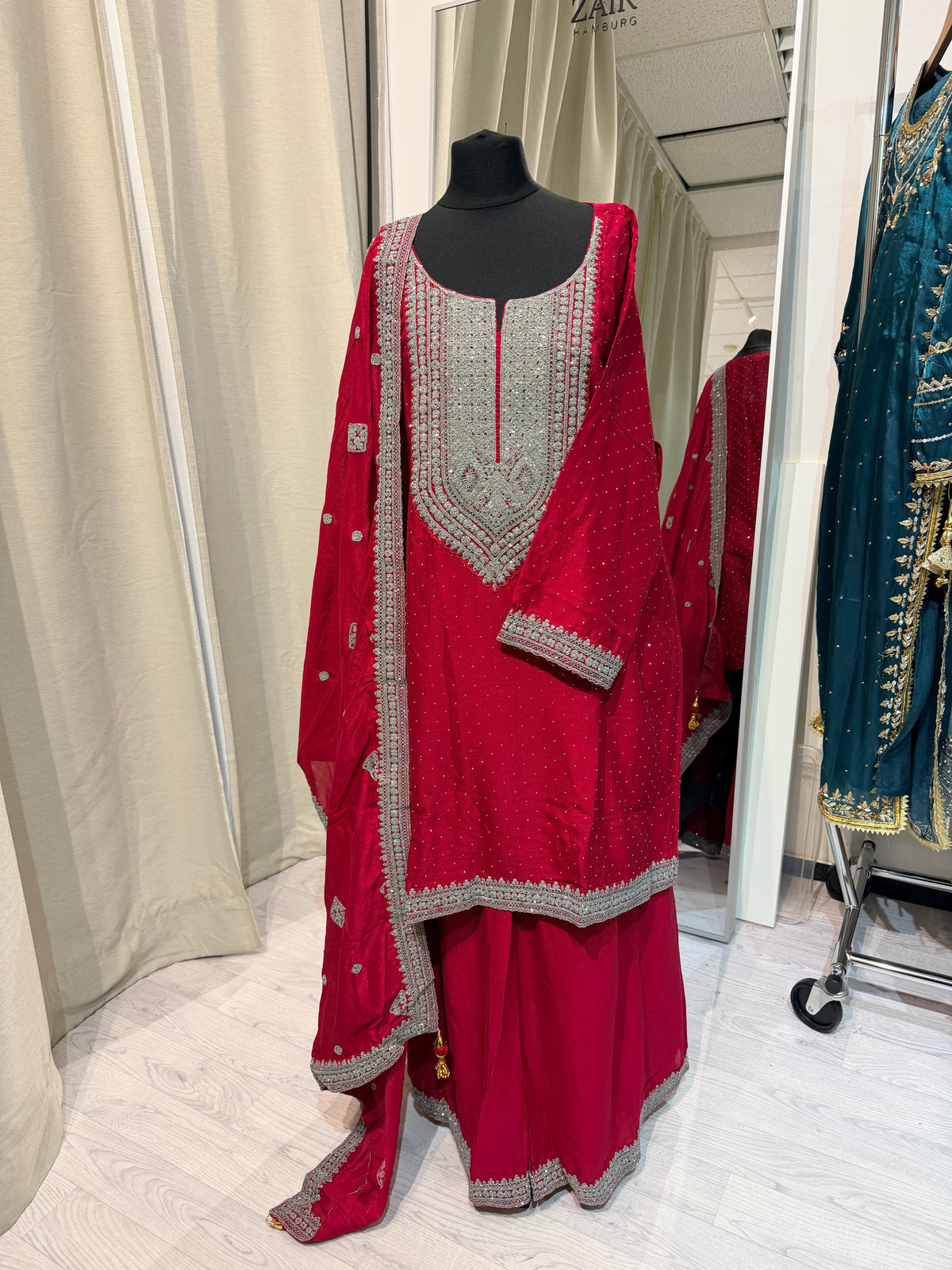 Plus Size Sharara Set (3-teilig)- Maroon
