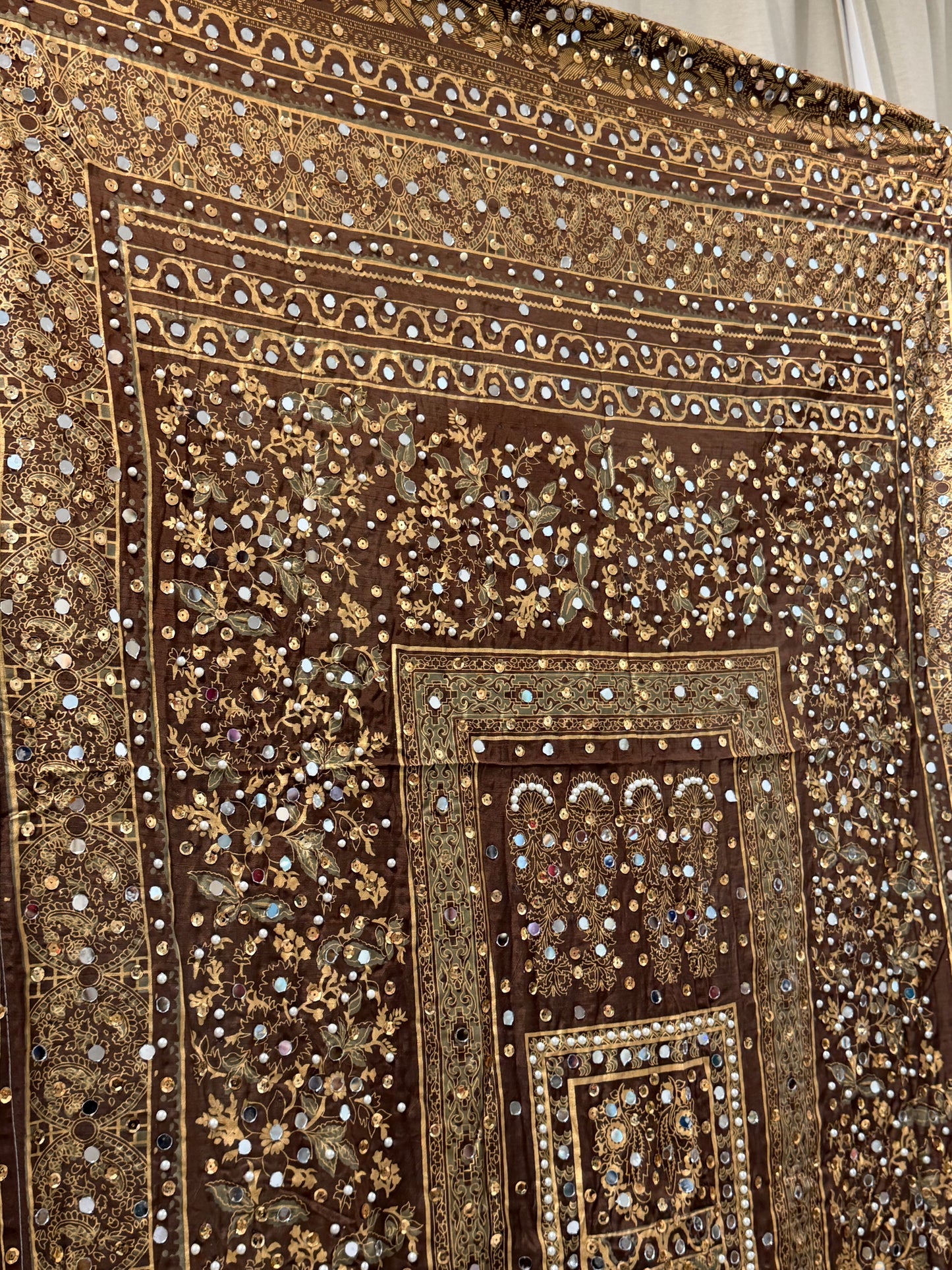 Mirror work Dupatta Braun