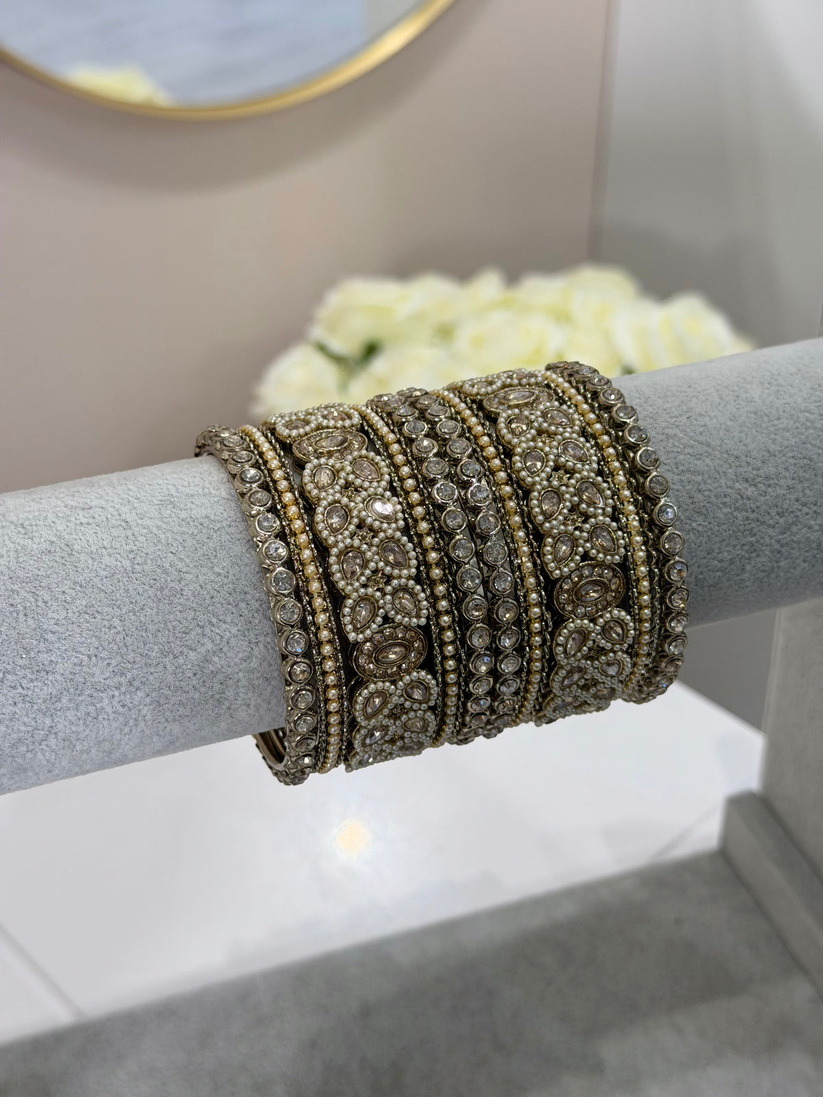 Gold / Pearl Metal Bangles - 10-teilig - D3