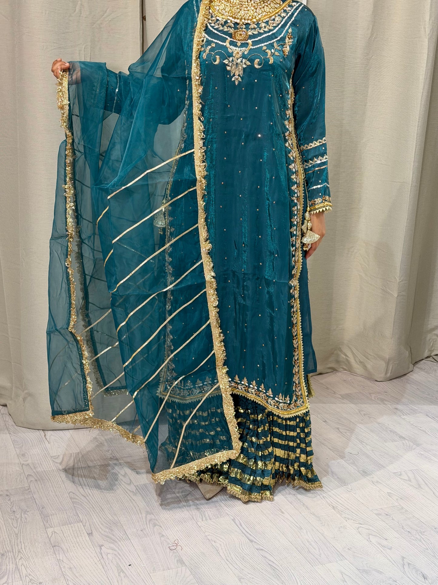 Soft Silk Teal Sharara