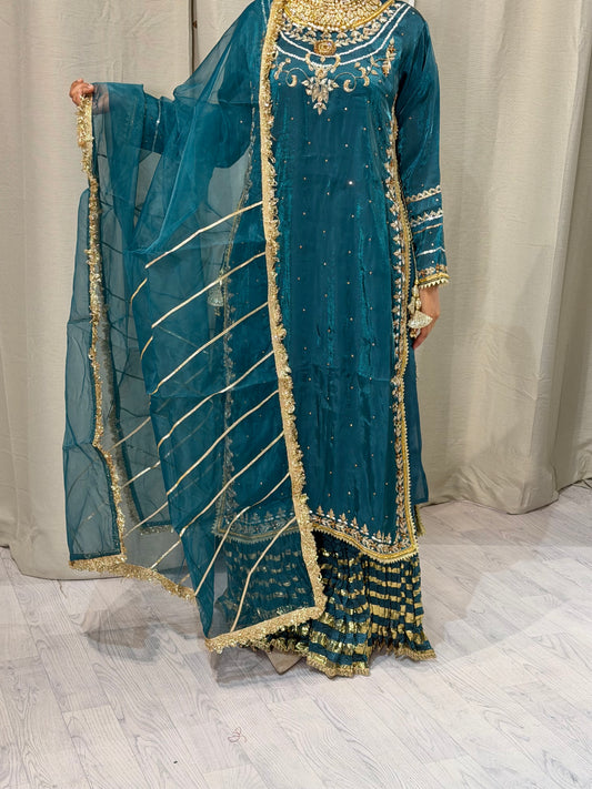 Soft Silk Teal Sharara
