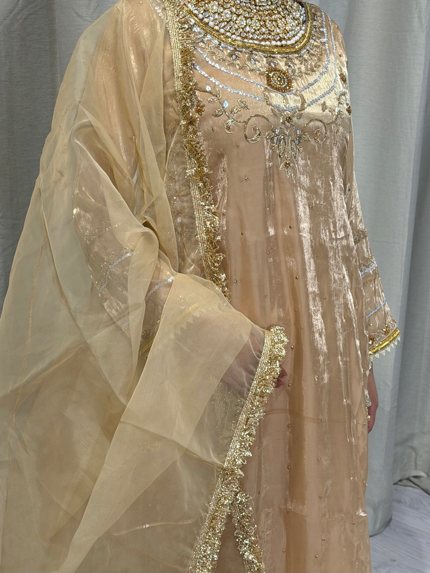 Soft Silk Gold Sharara
