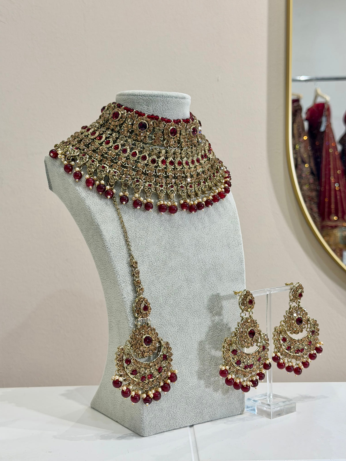 Maroon LCT Bridal Jewellery Set