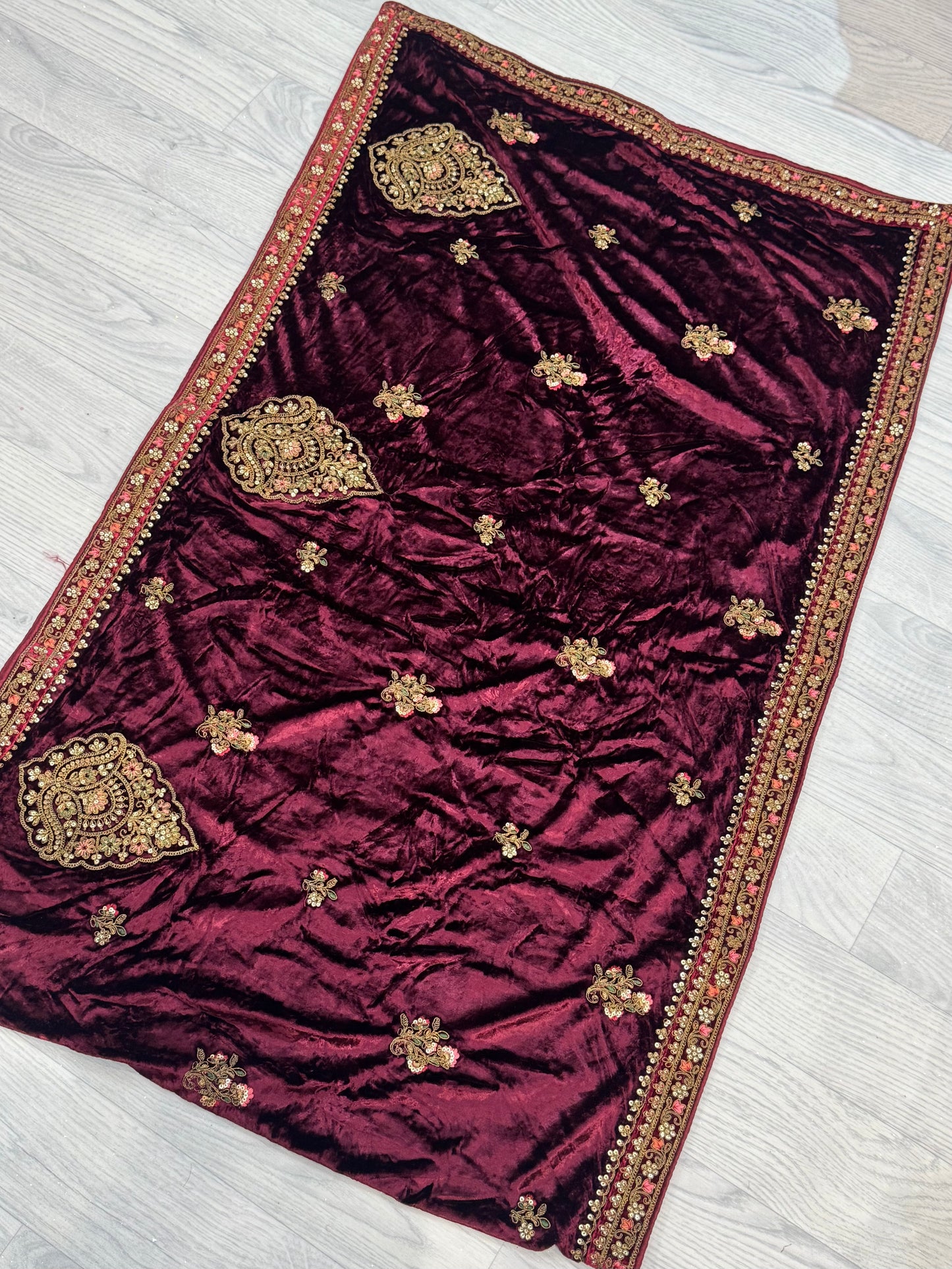 Bordeaux Velvet Dupatta