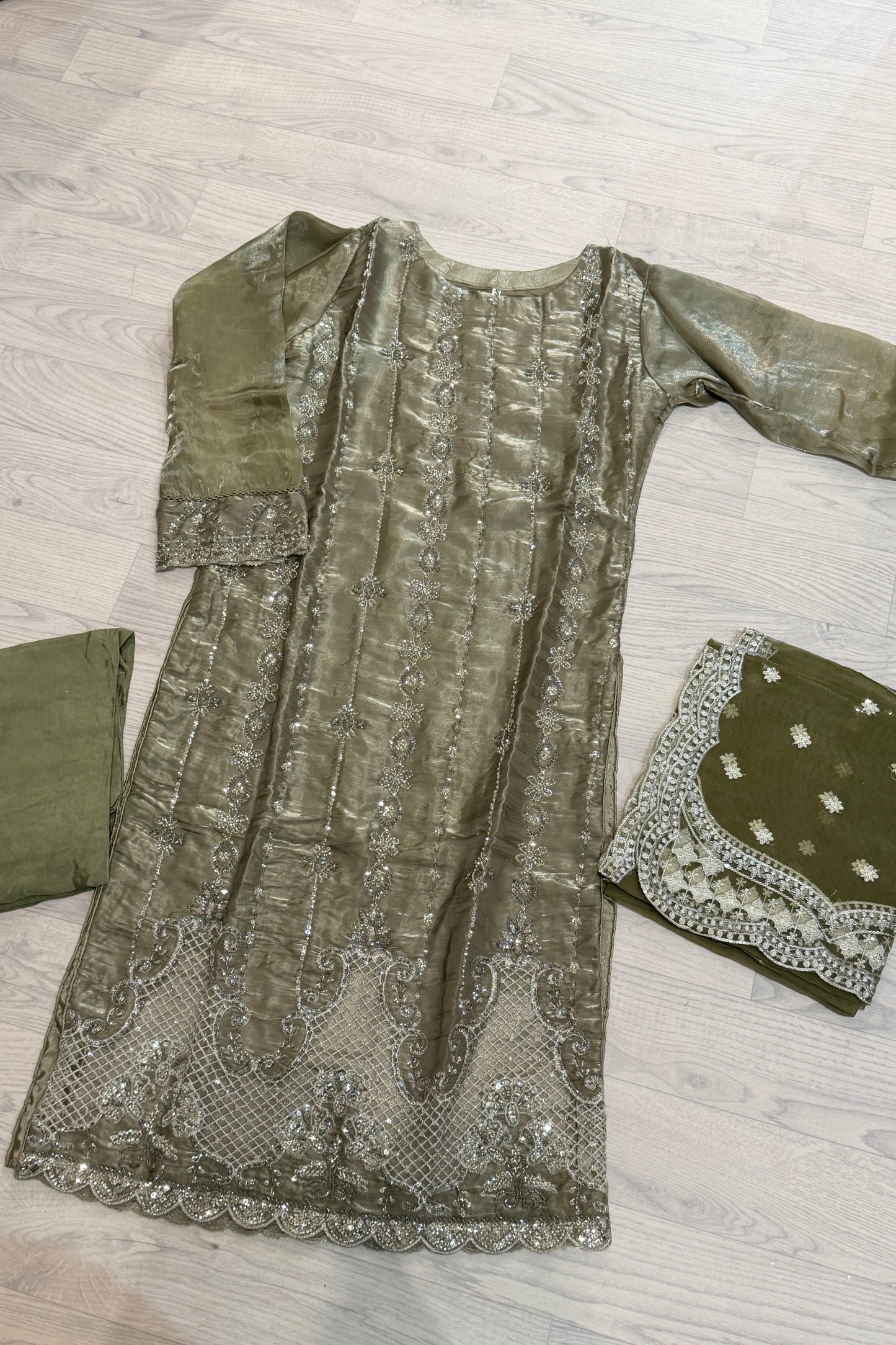 Sheesha Silk – Eid Collection- olive green
