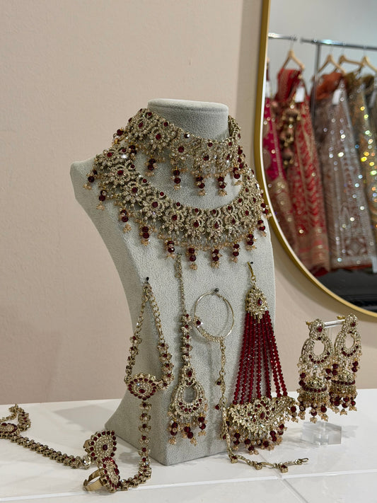 Maroon Bridal Jewellery Set