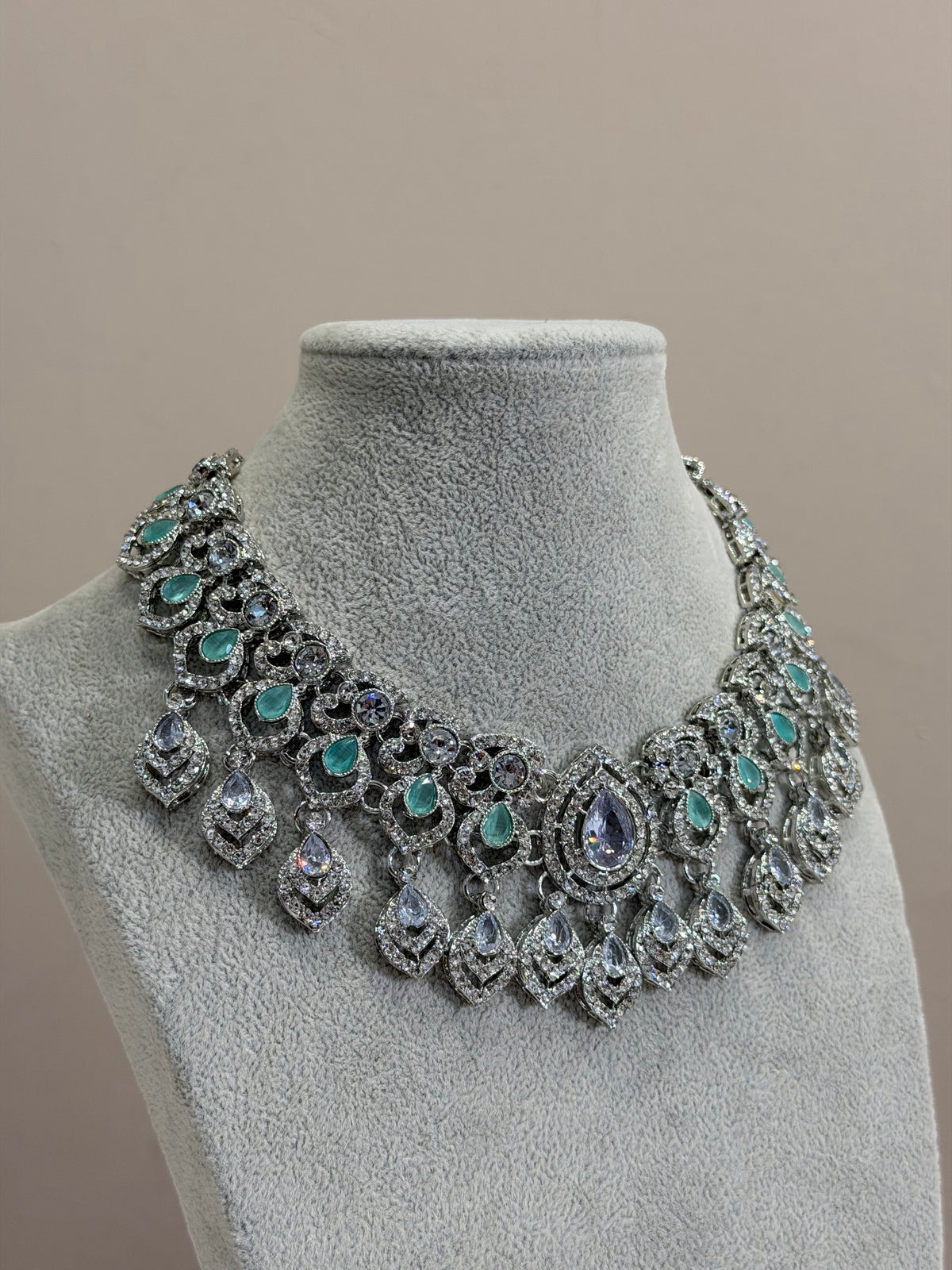 Aqua / Silver AD Jewellery Set