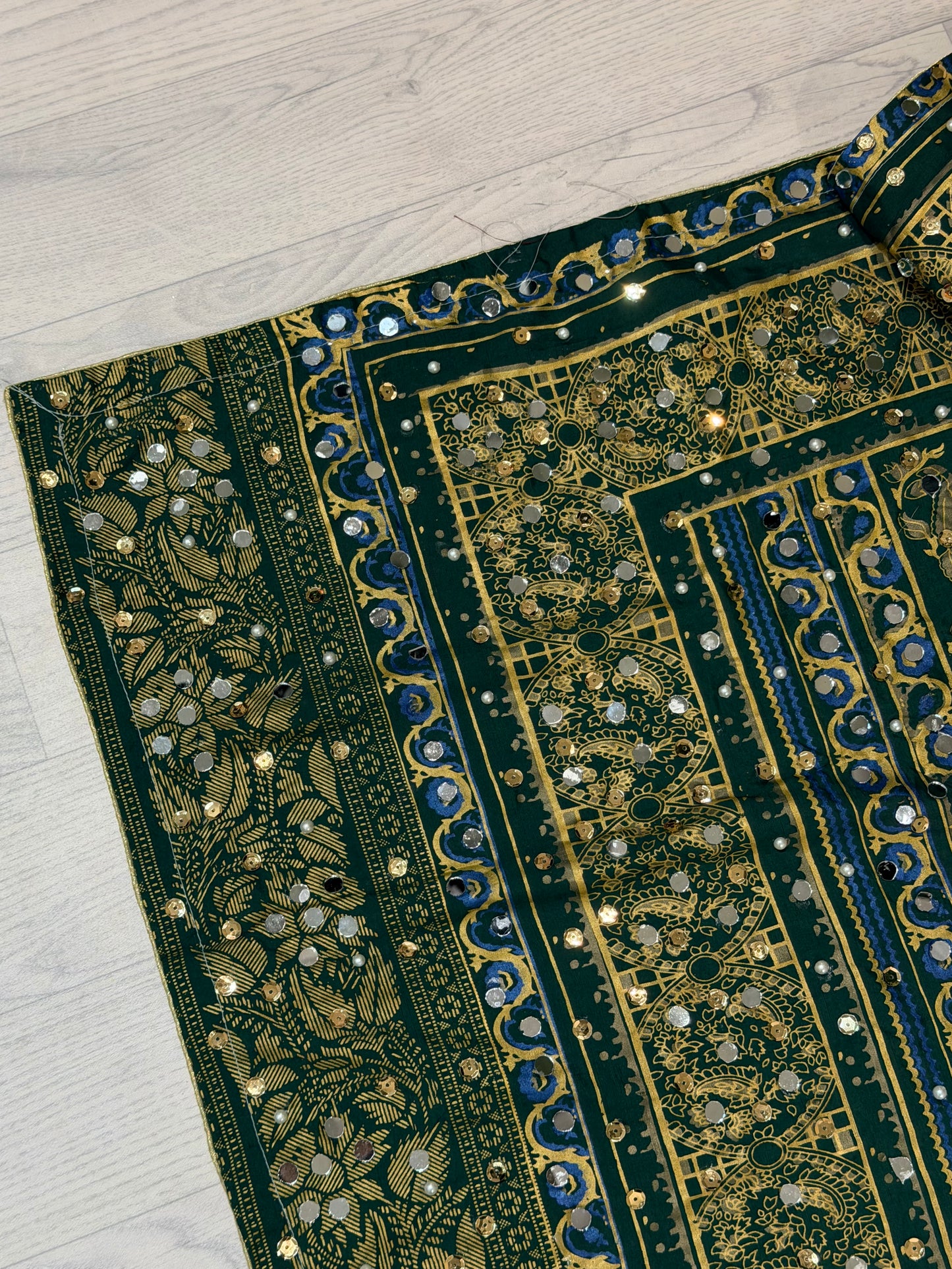 Mirror work Dupatta Green