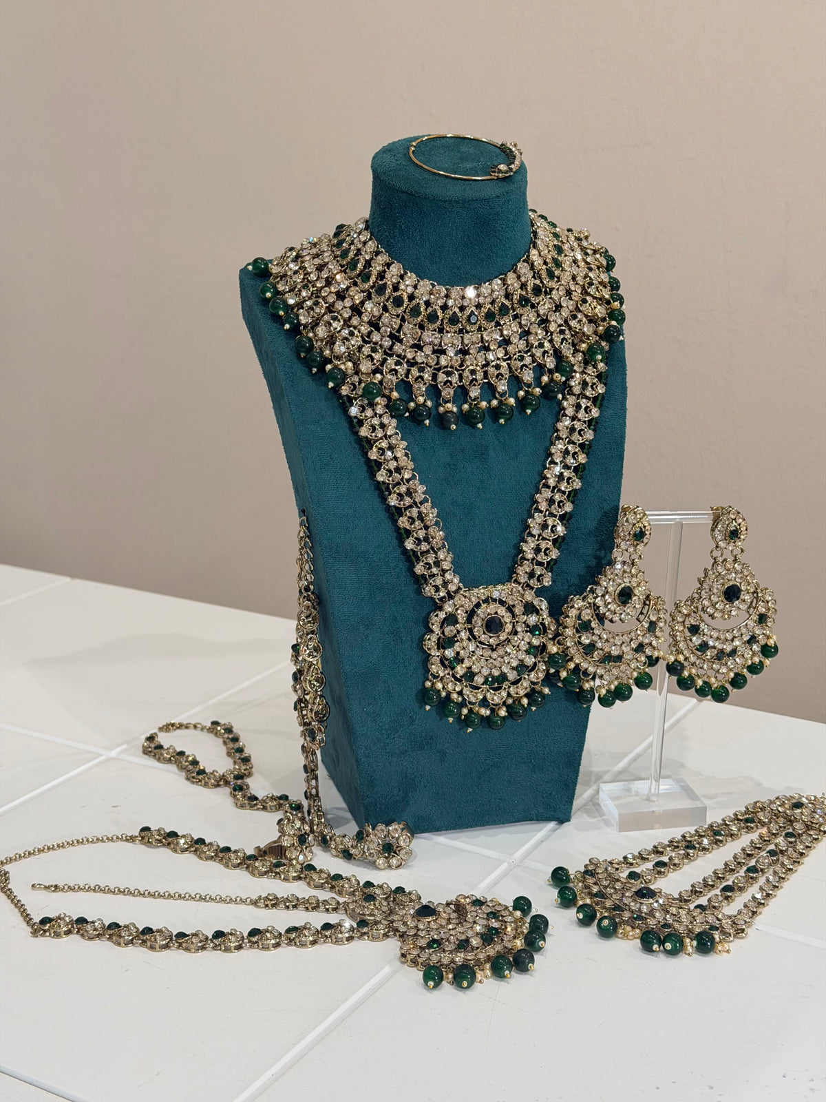 Dark Green Bridal Jewellery Set
