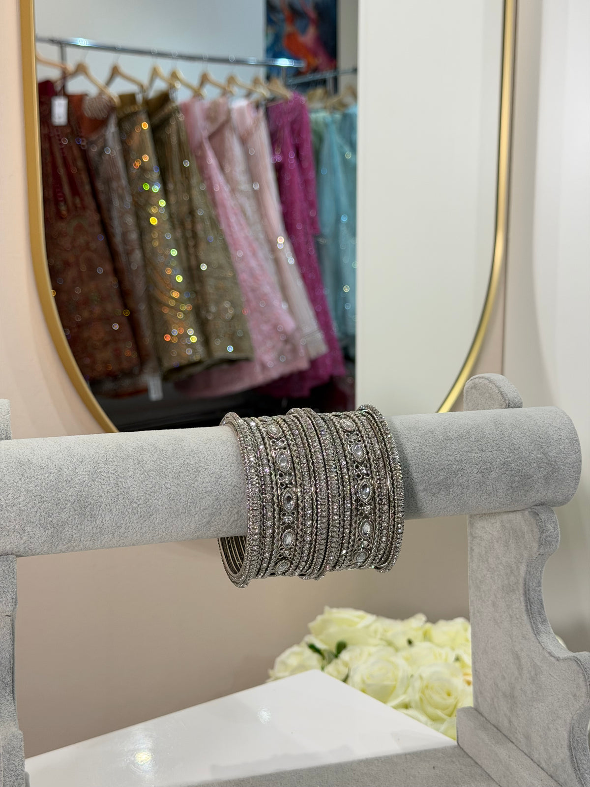 Silver Metal Bangles- 18-teilig