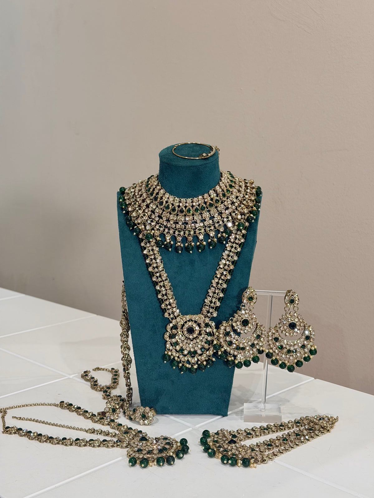 Dark Green Bridal Jewellery Set