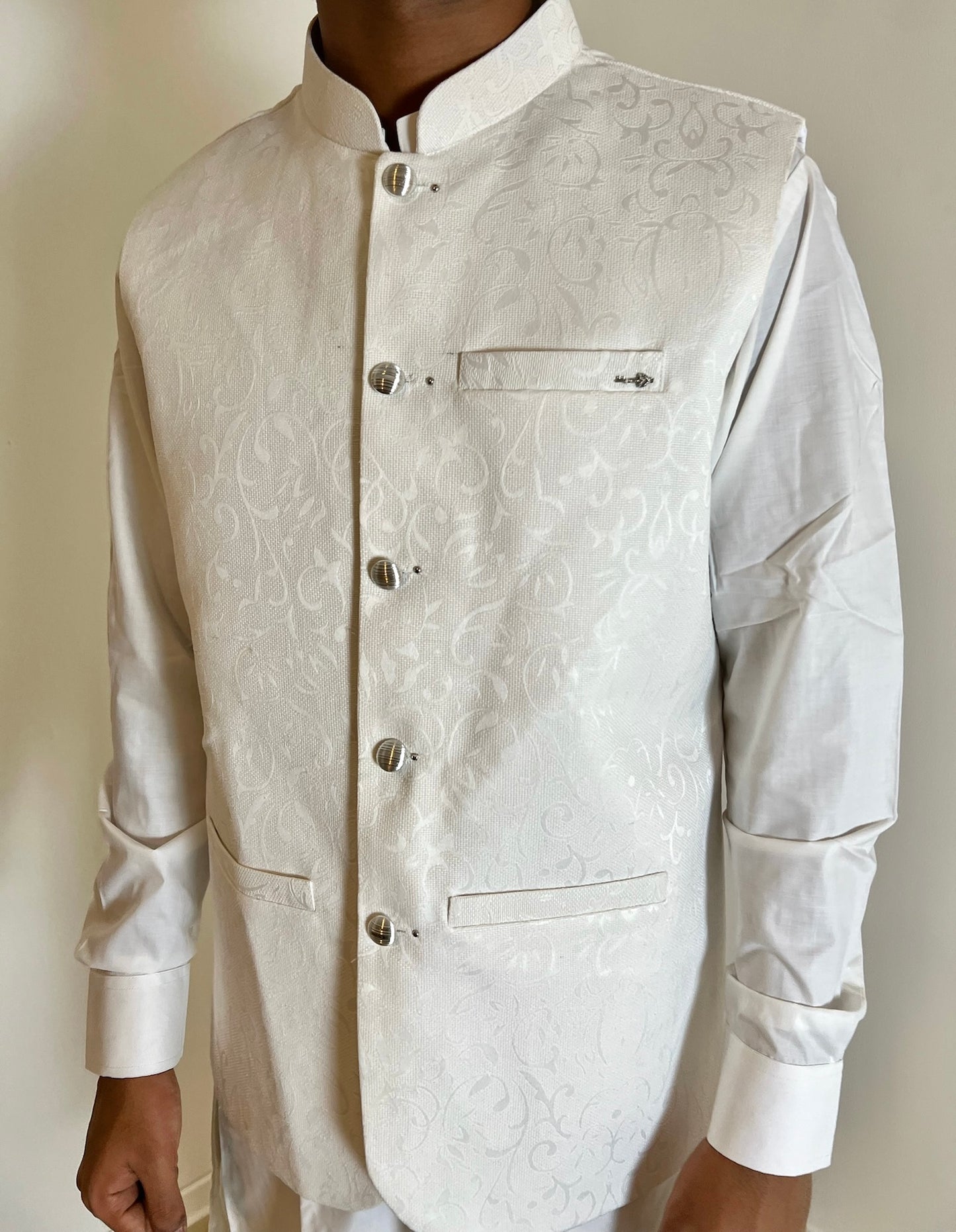 Men's White Waist Coat