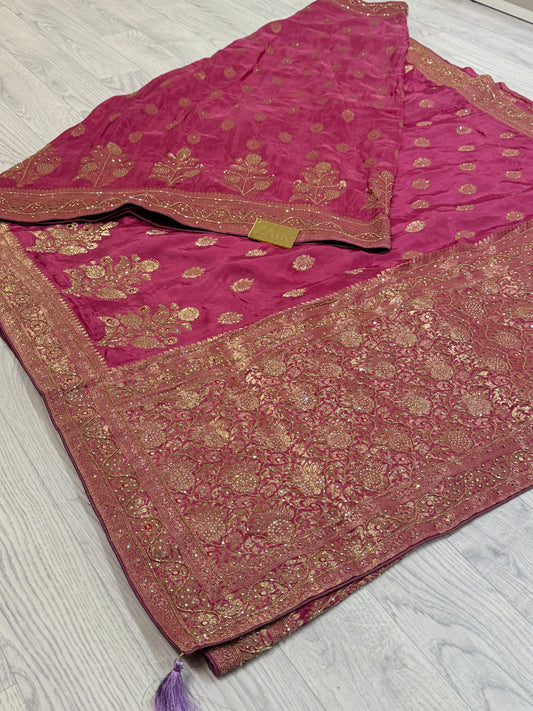 Rose Pink Banarasi Saree