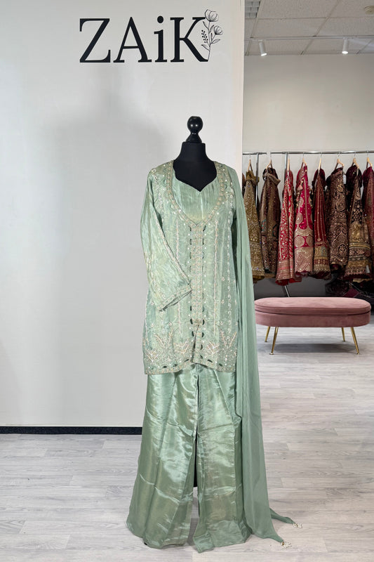 Cutout Design Tissue Silk Sharara 11