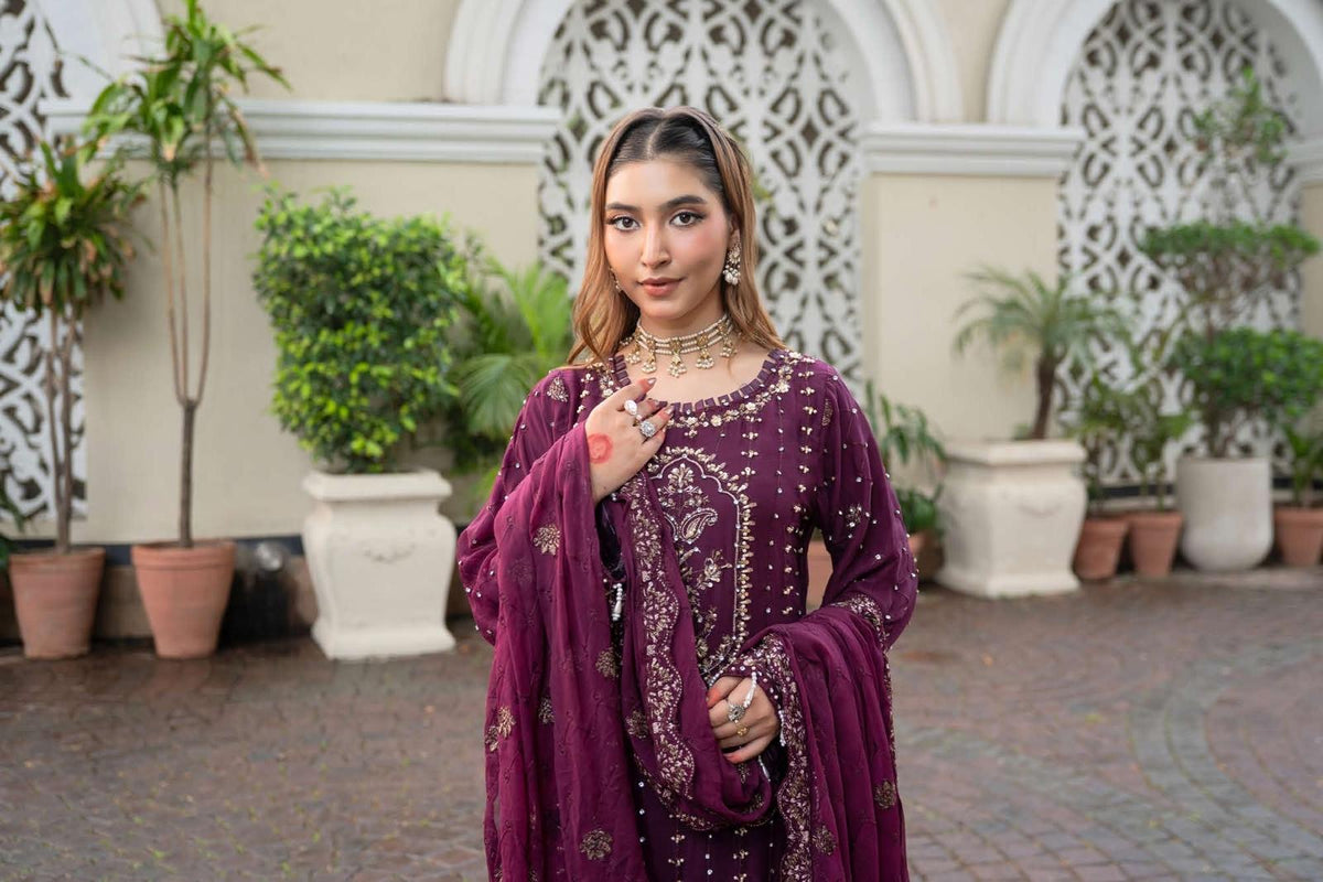 Chiffon Lux Embroidered Suit- design 6-