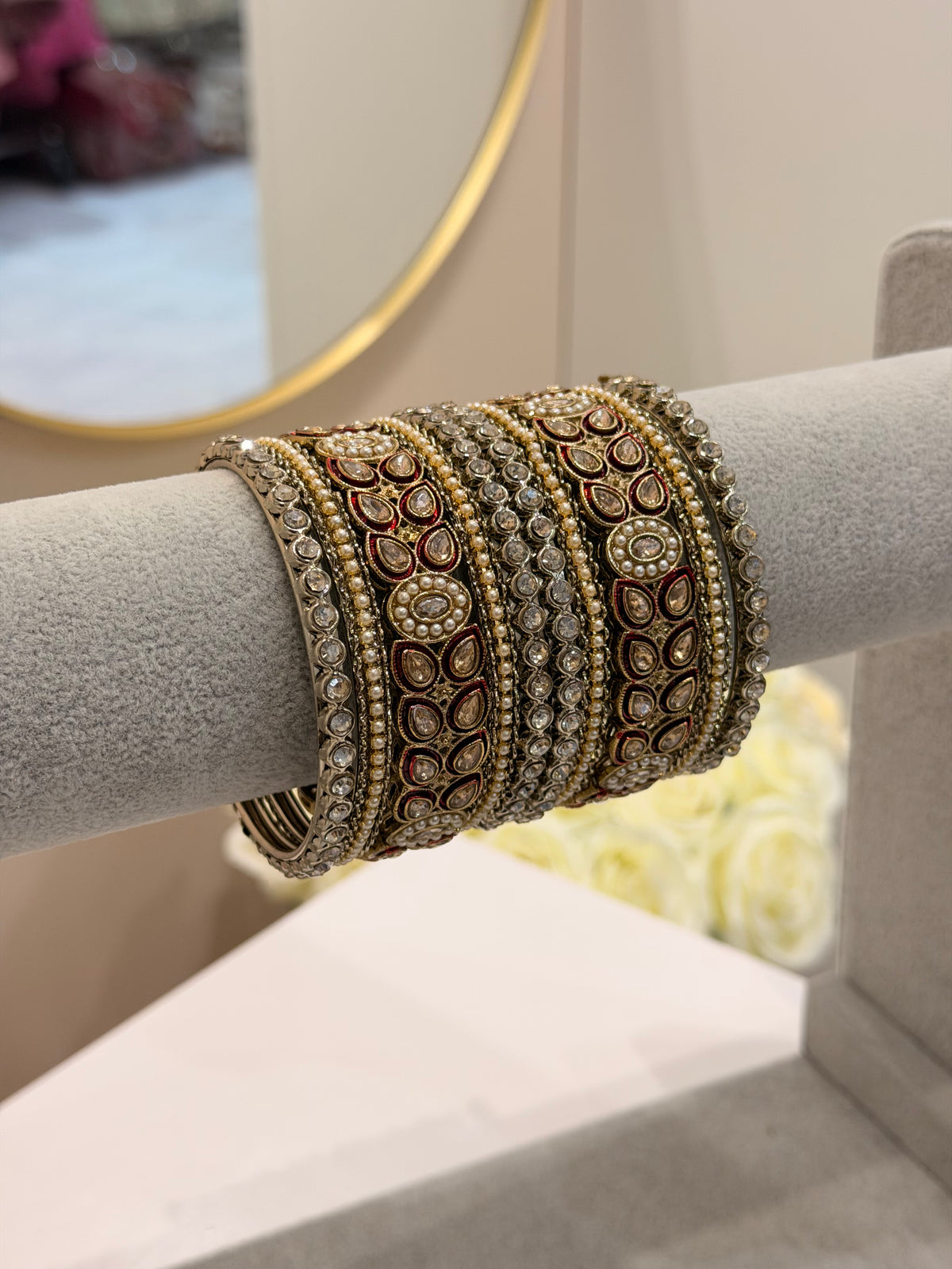 Red / Gold Metal Bangles - 10-teilig -D4