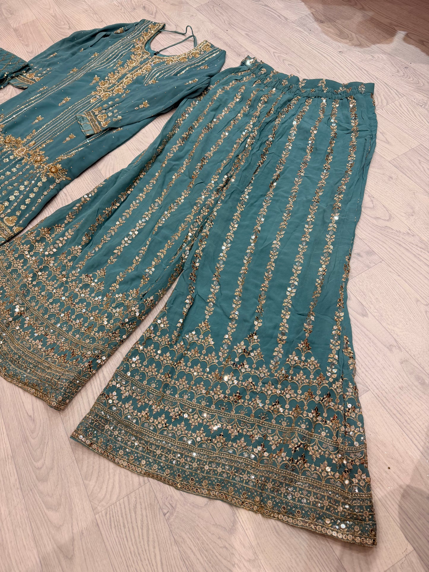 Sky Blue – Heavy Georgette Sharara Suit