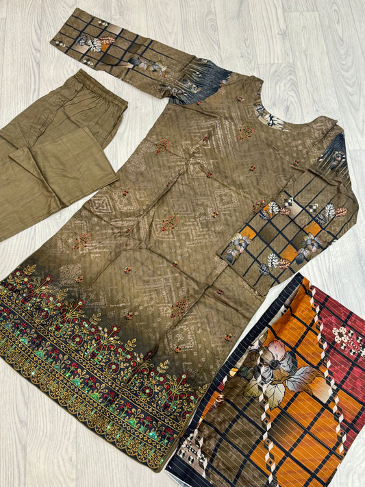 3-teiliges Suit Set aus Lawn- Suit D10