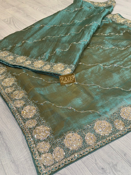 Sky Blue Bronze Saree