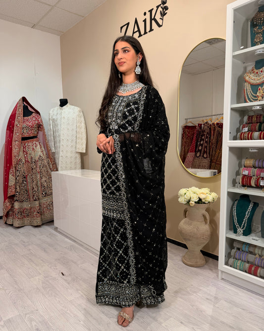 Black Sharara Suit