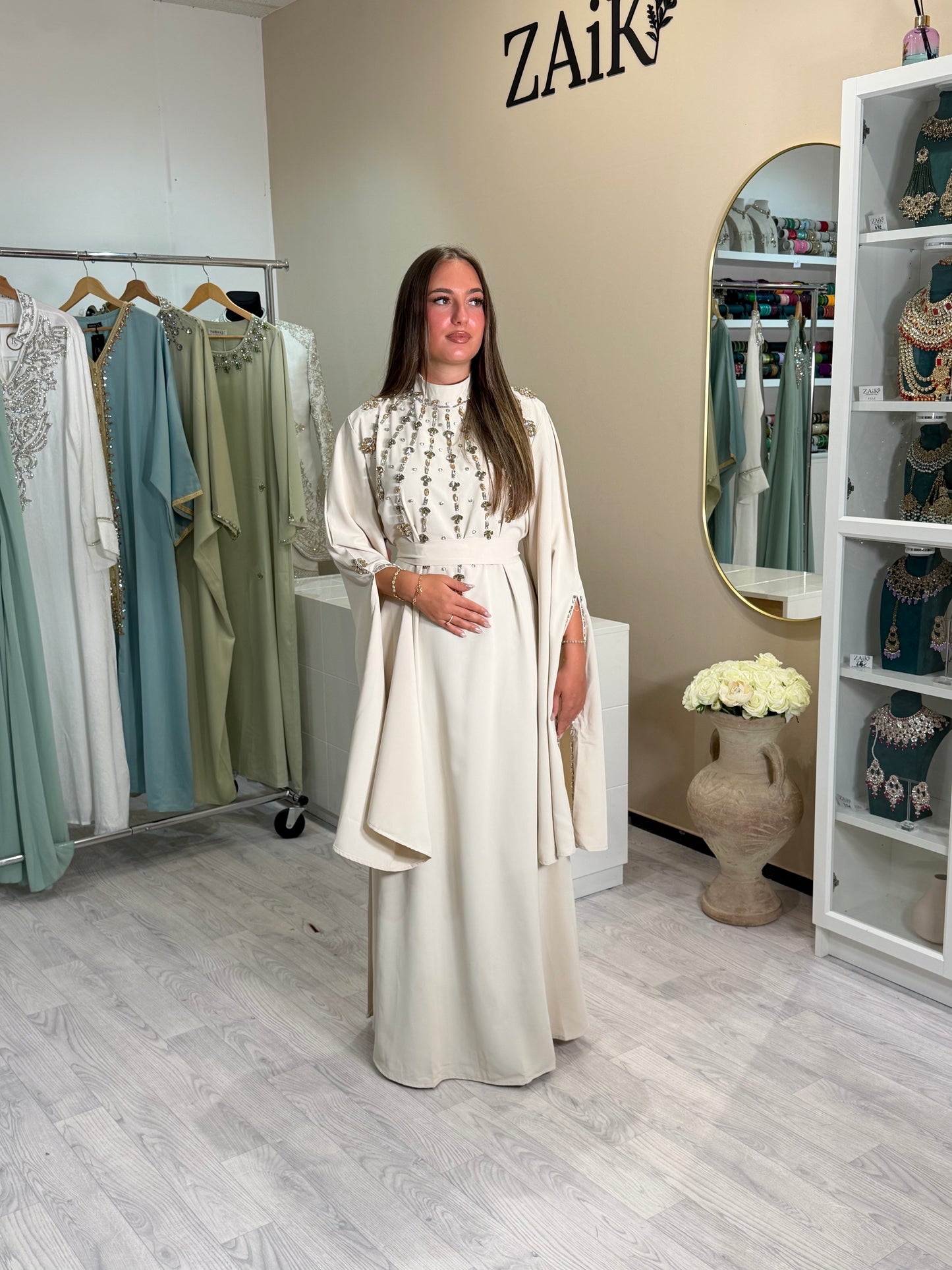 Creme Kaftan + Strass