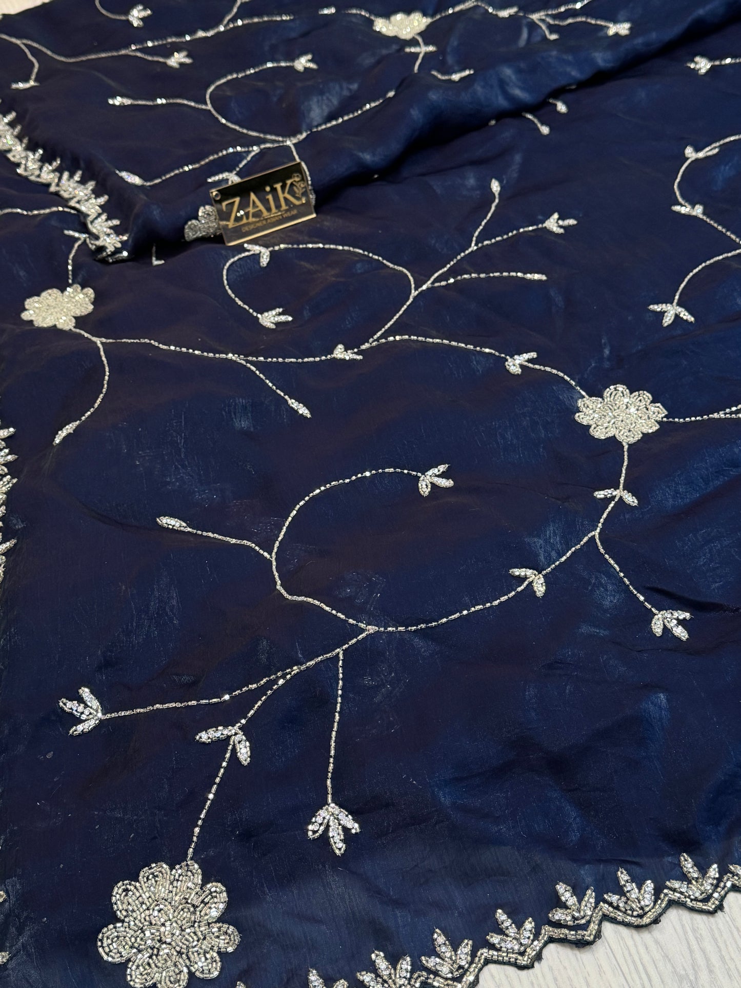 Midnight Blue Handworked Saree