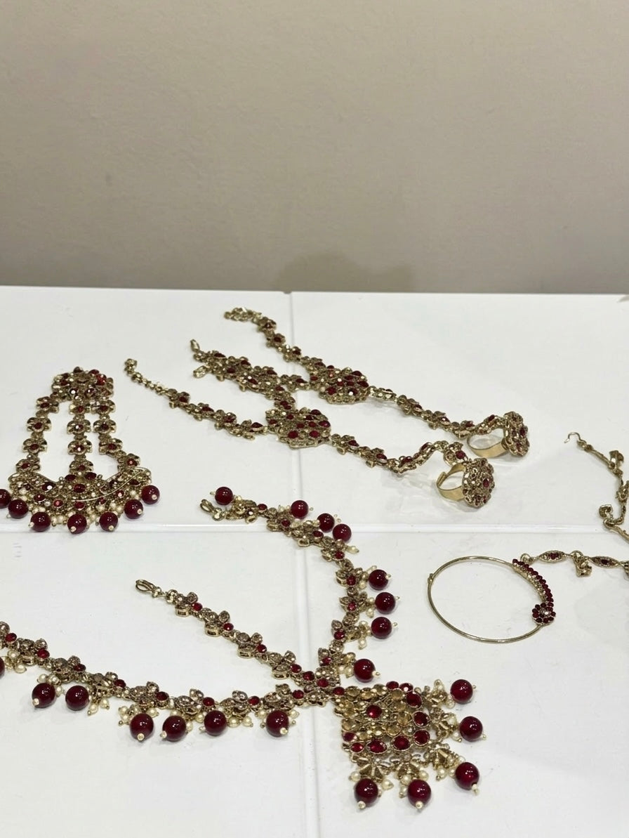 Dark Red Bridal Jewellery Set