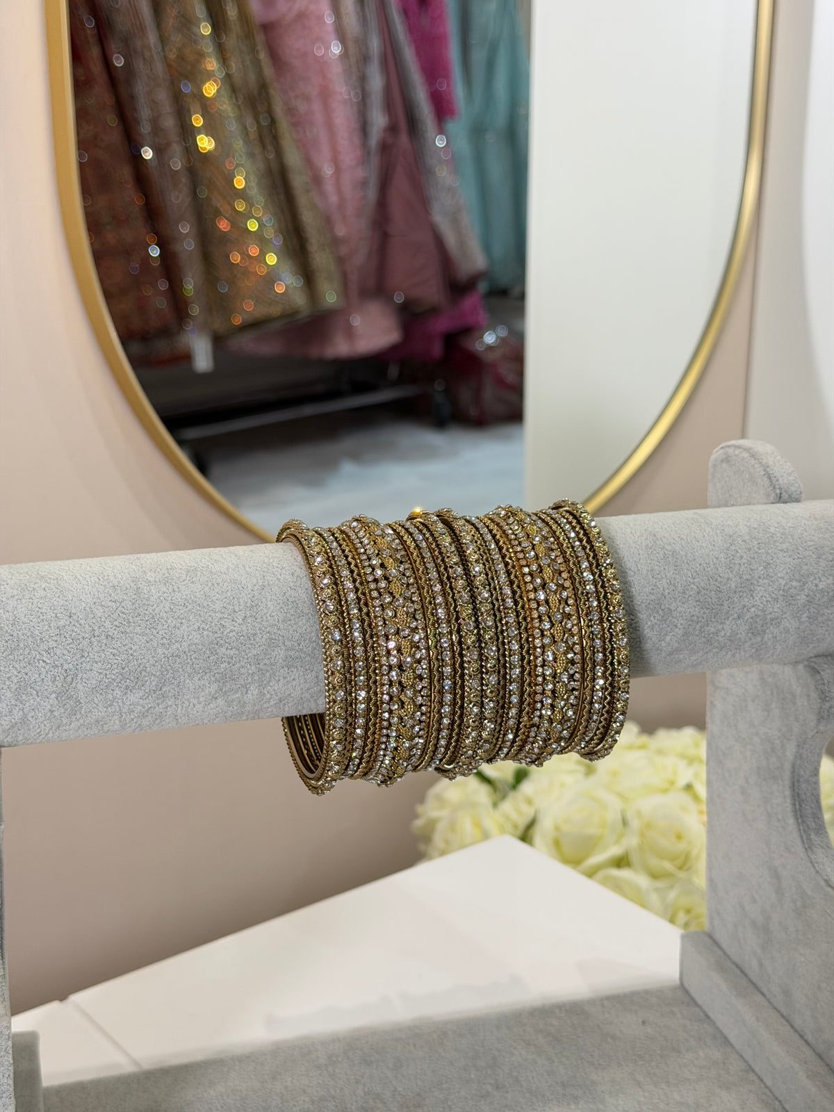 Antik Gold Metal Bangles- 18-teilig - D13