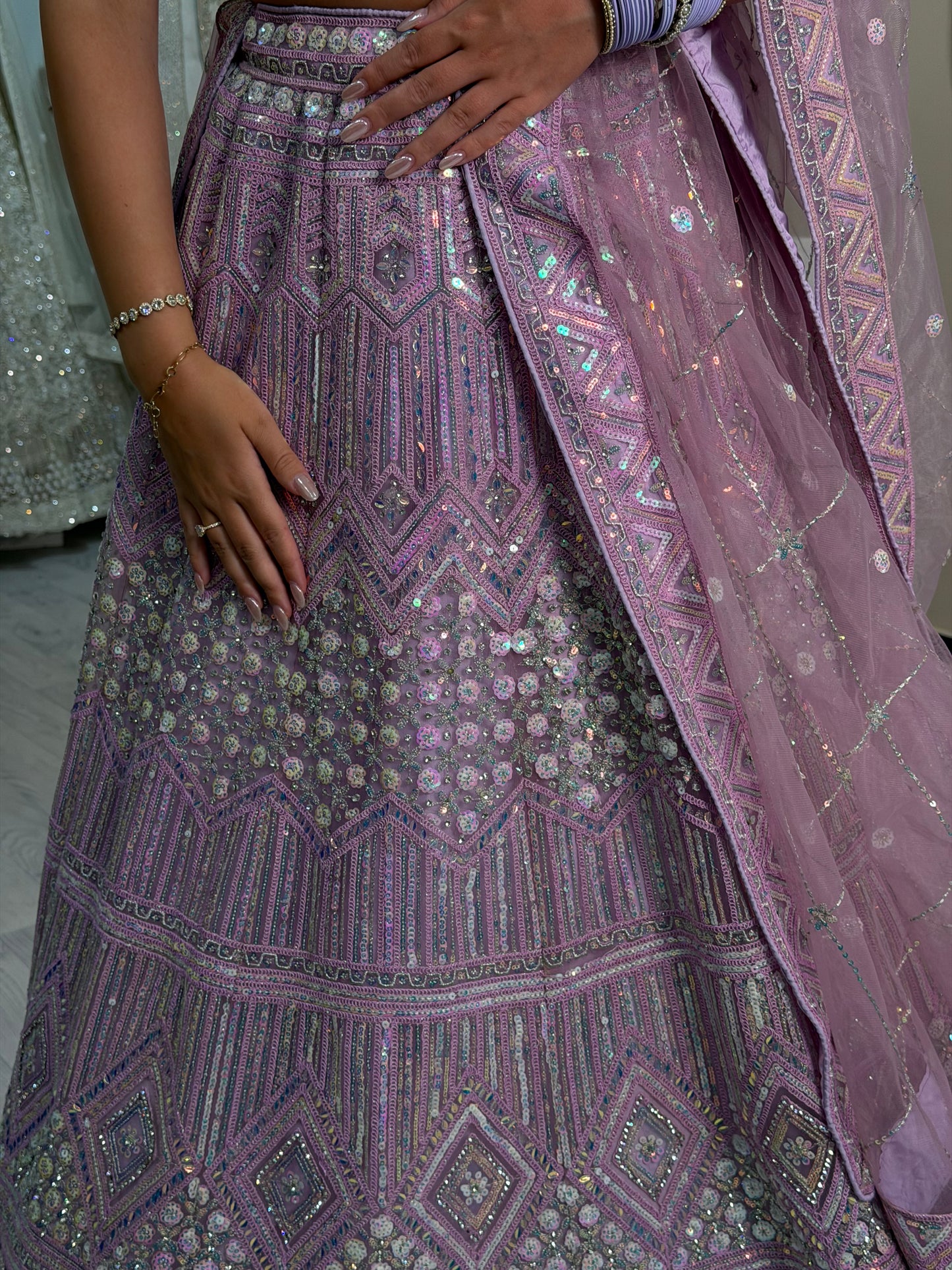 Lilac embroidered lehenga