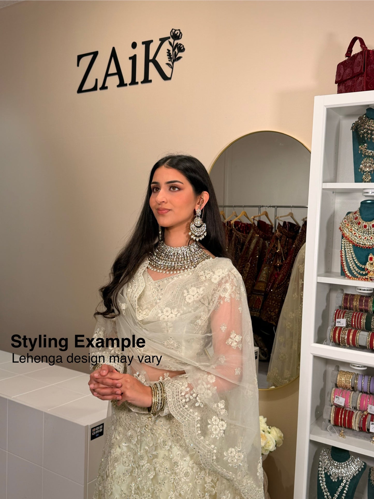 Off White Net & Silk Lehenga