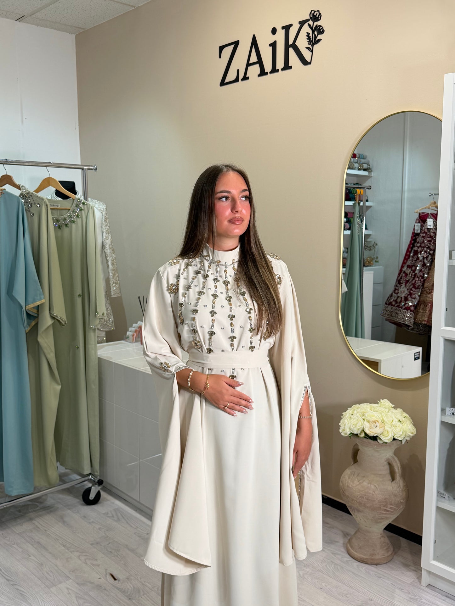 Creme Kaftan + Strass