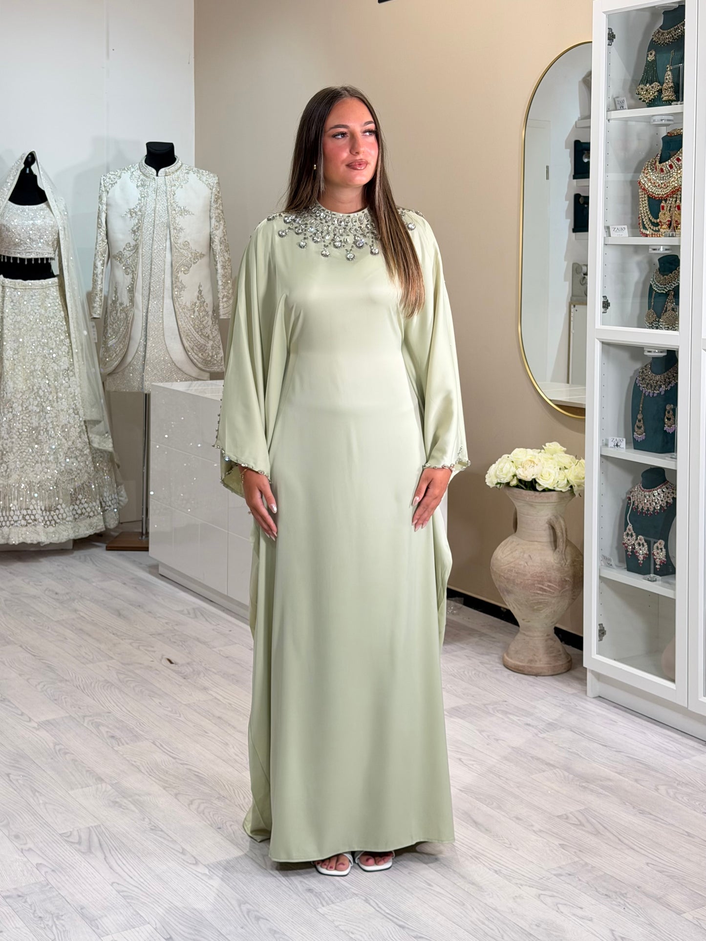 Mint green Kaftan + Strass