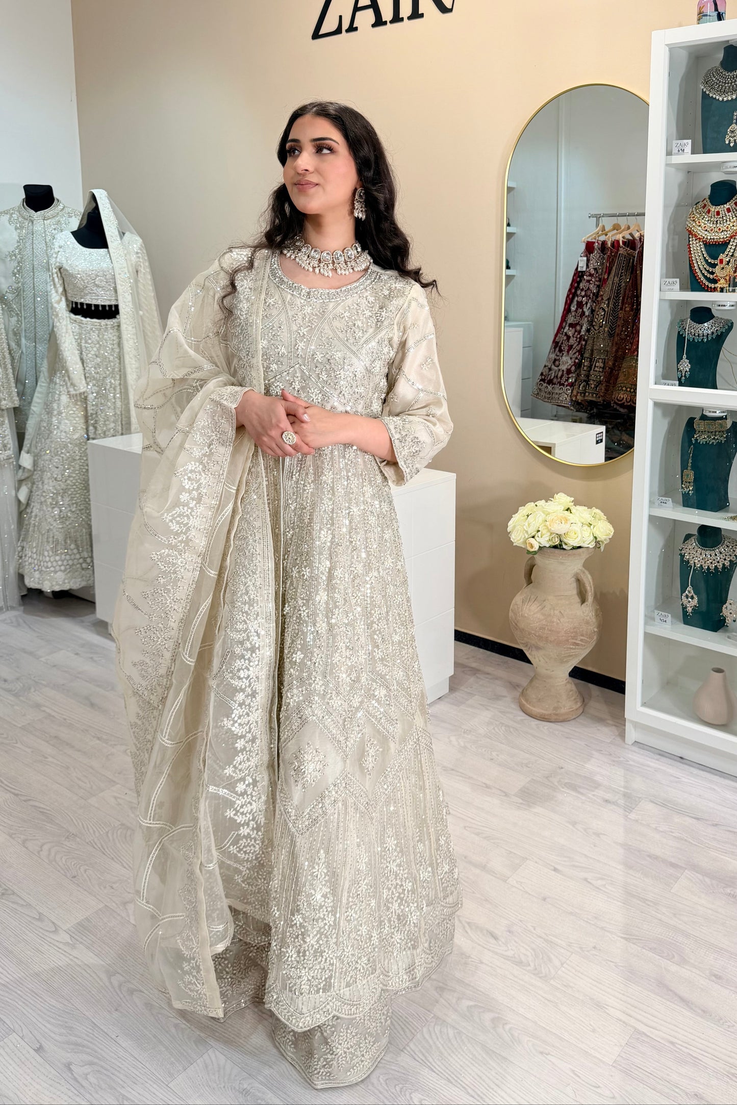 Maxikleid - Beige - Openfront